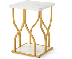 Promotions Naktinis staliukas 39,4x39,4x59,7 cm baltas/auksinis