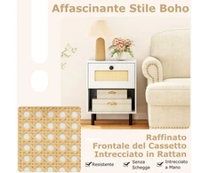 Promotions Naktinis staliukas 40x30x52 cm baltas juodas su daiktadėže