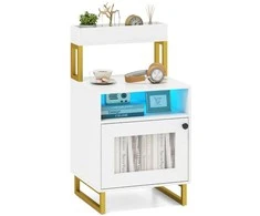 Lova Promotions Naktinis staliukas, 45x40x80 cm, balta, LED apšvietimas