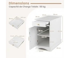 Promotions Naktinis staliukas 60x35x62 cm baltas, su laikymo vieta