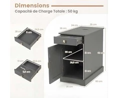 Promotions Naktinis staliukas 60x35x62 cm pilkas, su laikymo vieta