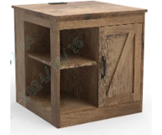 Promotions Naktinis staliukas, 60x60x61 cm, rudas, įkrovimo stotelė, reguliuojama lentyna, mediena