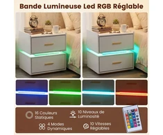 Promotions Naktinis staliukas rinkinys LED naktinė lempa su įkrovimo stotele 45x40x48 cm balta metalinė bazė
