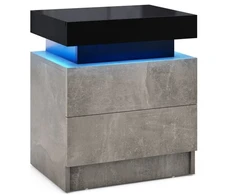 Promotions Naktinis staliukas su 2 stalčiais ir LED apšvietimu 45x35x52 cm baltas/pilkas