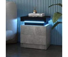 Promotions Naktinis staliukas su 2 stalčiais ir LED apšvietimu 45x35x52 cm baltas/pilkas