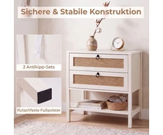 Promotions Naktinis staliukas su 2 stalčiais ir atvira lentyna 68,6x40,6x64,8 cm balintos ąžuolo spalvos