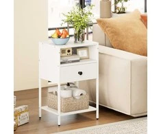Promotions Naktinis staliukas su įkrovimo stotele, 39,4x31,8x64,8 cm, baltas, su laikymo vieta