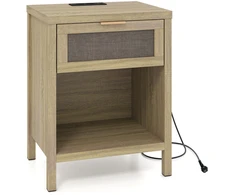 Promotions Naktinis staliukas su stalčiumi ir įkrovimo stotele 50x38x64,5 cm natūralus