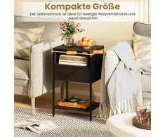 Promotions Naktinių staliukų komplektas, 39.4x31.8x64.8 cm, juoda, įkrovimo stotelė, laikymas