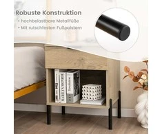 Promotions Naktinių staliukų komplektas 2 vnt., 45x40x58 cm, natūralios spalvos, su įkrovimo stotele, mediniai