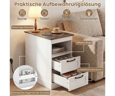 Promotions Naktinių staliukų komplektas, 60x35.5x62 cm, balta, su laikymo vieta