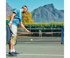 Promotions Nešiojama badmintono tinklas su stulpeliais ir nešiojimo krepšiu, reguliuojamas aukštis 85-155 cm, mėlynas