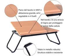 Promotions Nešiojamojo kompiuterio stalas, 62x32x23 cm, natūralios spalvos, sulankstomas