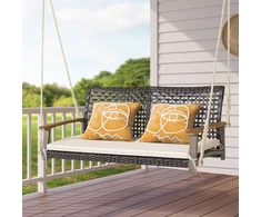 Promotions Pakabinamas pintas verandos supamas krėslas dviem 131x69x55 cm šviesiai baltas