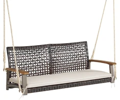 Promotions Pakabinamas pintas verandos supamas krėslas dviem 131x69x55 cm šviesiai baltas