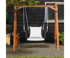 Promotions Pakabinamas rotango krėslas su pagalvėle ir metaliniu rėmu 77,5x62x38 cm mišrios rudos spalvos