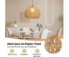 Promotions Pakabinamas šviestuvas, pintas popierius, reguliuojamas aukštis 50x150 cm, rudas
