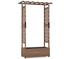 Promotions Pakelta daržinė lysvė su 2 šoninėmis grotelių tvorelėmis ir kabančiu stogu 182x110x44 cm kavos spalvos