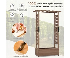 Promotions Pakelta daržinė lysvė su 2 šoninėmis grotelių tvorelėmis ir kabančiu stogu 182x110x44 cm kavos spalvos