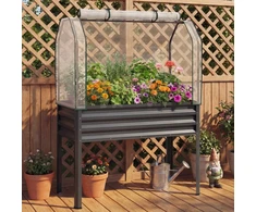Promotions Pakelta daržinė lysvė su šiltnamio dangčiu 111.8x55.9x152.4 cm pilkas metalas
