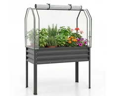 Promotions Pakelta daržinė lysvė su šiltnamio dangčiu 111.8x55.9x152.4 cm pilkas metalas