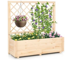 Promotions Pakelta daržinė lysvė su trelišu 58x34x104 cm natūrali mediena