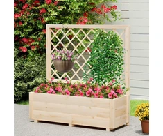 Promotions Pakelta daržinė lysvė su trelišu 58x34x104 cm natūrali mediena