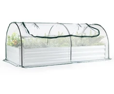 Promotions Pakelta daržinė lysvė su uždengimu 202x101x81 cm žalia sidabrinė metalinė