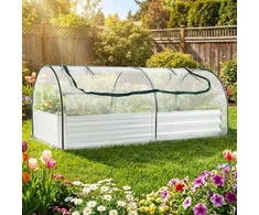 Promotions Pakelta daržinė lysvė su uždengimu 202x101x81 cm žalia sidabrinė metalinė