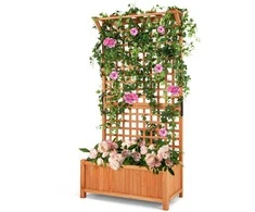 Promotions Pakelta lysvė su dekoratyvine tvorele ir kabamu stogu, 90.2x44.5x184.2 cm, natūrali