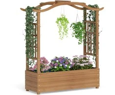 Promotions Pakelta lysvė su grotelių sienele ir kabančiu stogu, 110x40x124 cm, ruda, mediena