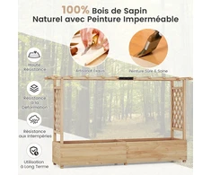 Promotions Pakelta lysvė su tvorele ir kabančiu stogu 200x44x114 cm natūrali