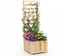 Promotions Pakeltas gėlių lovelis 42,5x40,5x123 cm oranžinis, medinis