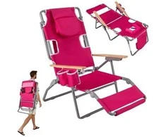 Promotions Paplūdimio kėdė, 3-in-1 sulankstoma, 66x149x56 cm, Tamsiai mėlyna