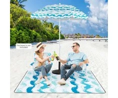 Promotions Paplūdimio komplektas, 170x195 cm skėtis, 56x51x69 cm kėdės, 200x200 cm antklodė, mėlyna