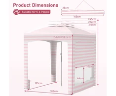 Promotions Paplūdimio Palapinė 185x185x245 cm Rožinė Balta Reguliuojamas Aukštis Poliesterio Audinys
