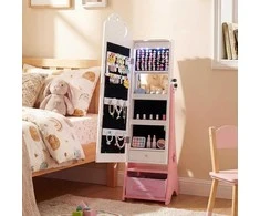 Promotions Papuošalų spintelė 30,5x30,5x117,5 cm balta, veidrodis, laikymas