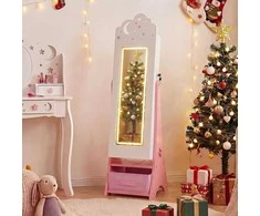Promotions Papuošalų spintelė 30,5x30,5x117,5 cm balta, veidrodis, laikymas