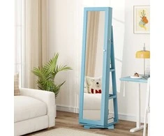 Promotions Papuošalų spintelė, 360° pasukama 2-in-1 su užraktu, 38.1x38.1x161.3 cm, mėlyna