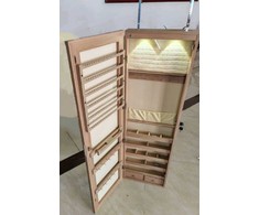 Promotions Papuošalų spintelė su LED apšvietimu, užrakinama veidrodinė spintelė, smėlio spalvos