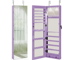 Promotions Papuošalų spintelė su veidrodžiu, LED apšvietimu, užrakinama, violetinė
