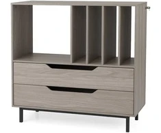 Promotions Patefono stovas, 91x36x87 cm, Pilkas, Mediena ir metalas