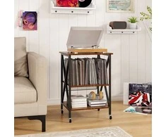 Promotions Patefonų stovas, 52x45x75 cm, rudas, vinilinių plokštelių laikymo lentynos
