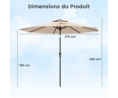 Promotions Kiemo skėtis, 270x270x240 cm, Smėlio spalvos