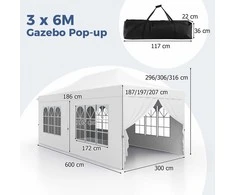 Promotions Pavėsinė 600x300x296 cm balta, nešiojama