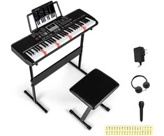Promotions Pianinas, 61 klavišų elektroninis klaviatūra, 85x28x12 cm, juoda