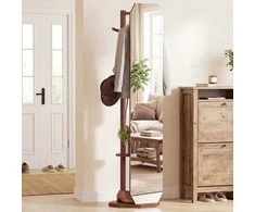 Promotions Pilno ilgio veidrodis-drabužių kabykla, 39.5x39.5x166.5 cm, natūralios spalvos, su daiktų laikymo vieta