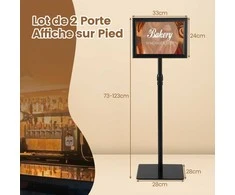 Promotions Plakatų stovas, 74x118 cm, juodas, reguliuojamas metalinis