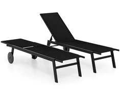 Promotions Poilsio kėdė, 150.5x59x33.5 cm, juoda, reguliuojama atlošo padėtis, metalas