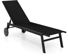 Promotions Poilsio kėdė, 150.5x59x33.5 cm, juoda, reguliuojama atlošo padėtis, metalas